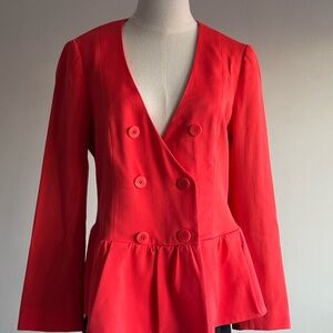 Emporio Armani Elegant Red Double-Breasted Women's Jacket blazer Sz 44 coral
